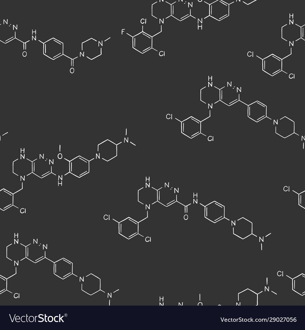 Seamless pattern with structural formulas vector image Seamless pattern with structural formulas