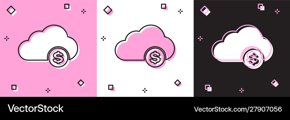 Set cryptocurrency cloud mining icon isolated Vector Image