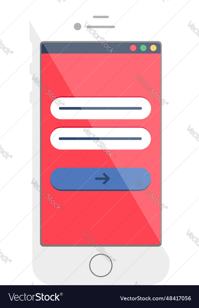 Smartphone login authentication page vector image Smartphone login authentication page