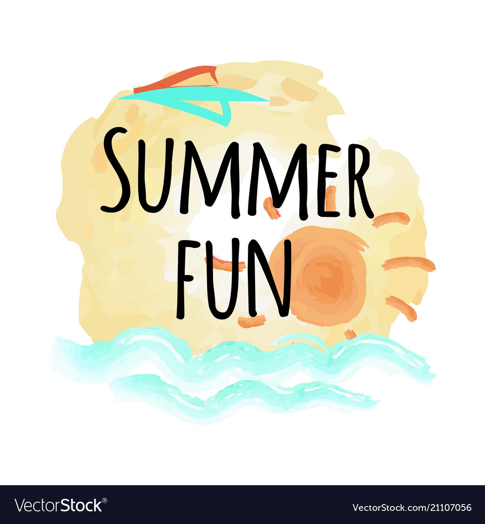 Summer fun poster with abstract sky and sea water