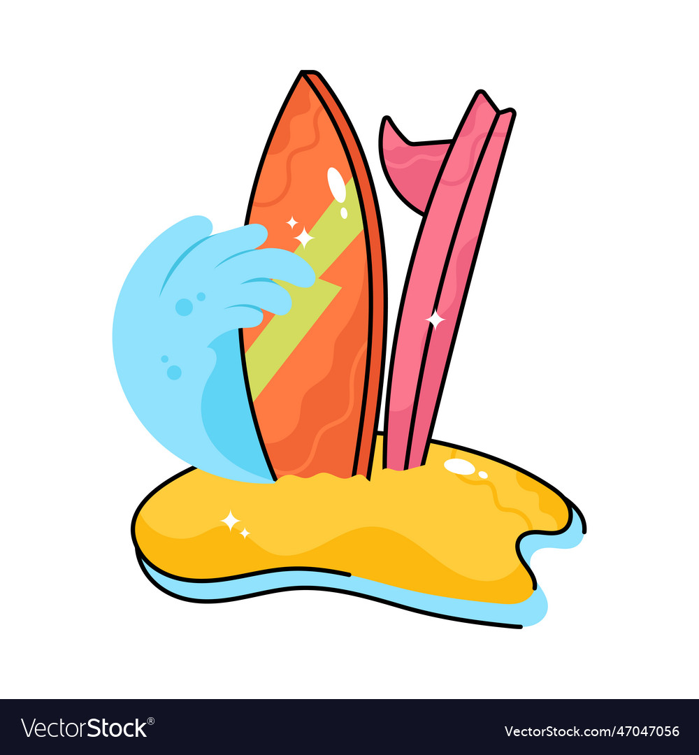 Surf doodle fill outline icon eps 10 file