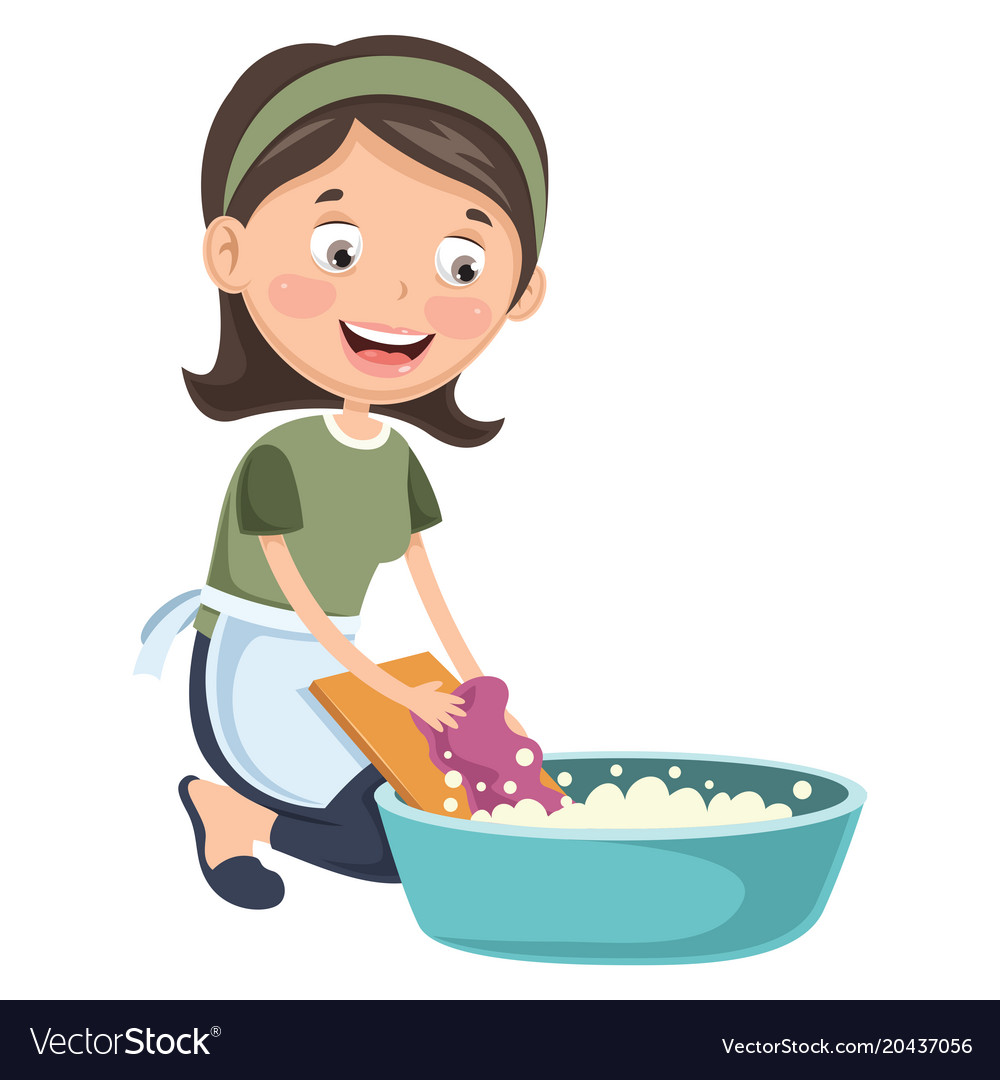 Woman washing clothes Royalty Free Vector Image