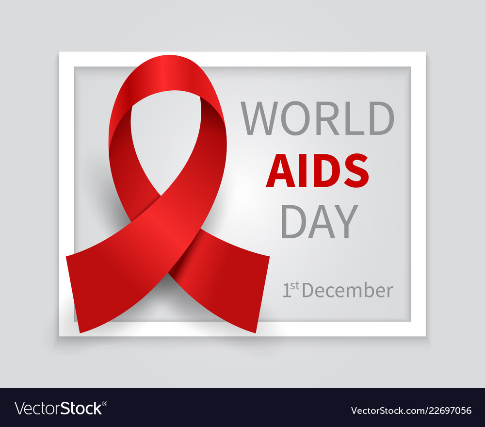 World aids day background hiv red ribbon Vector Image