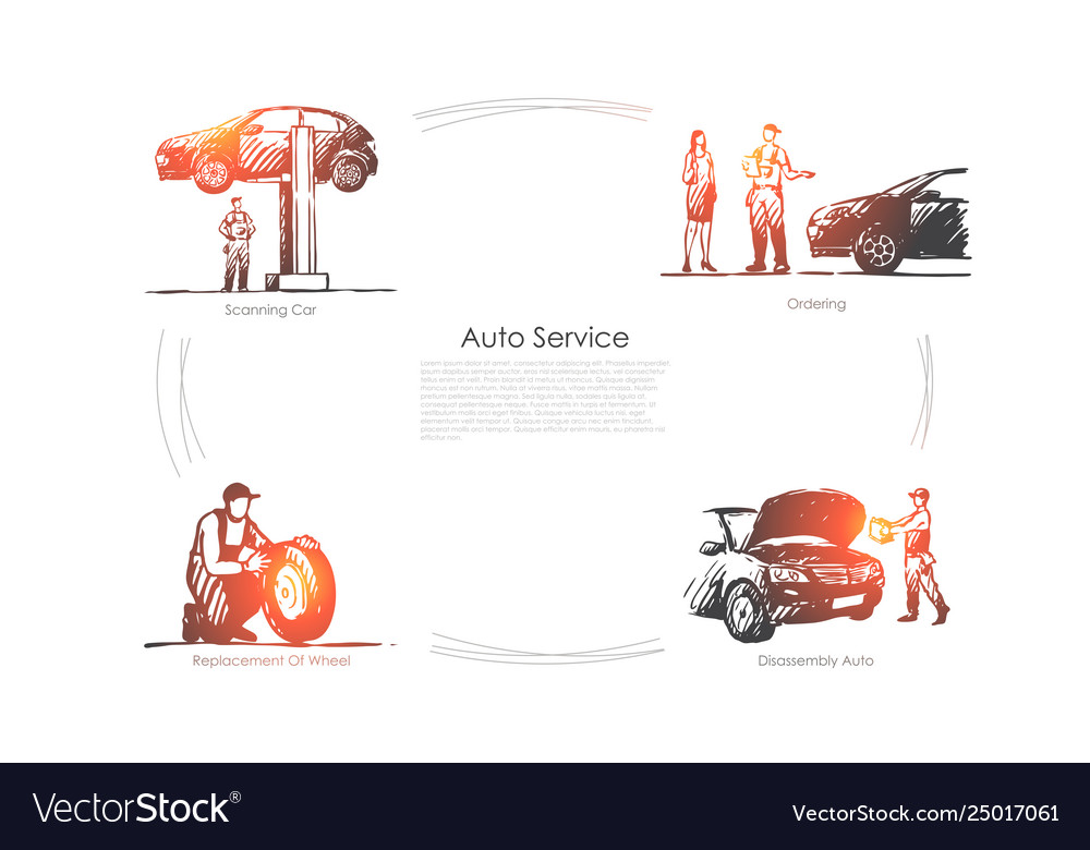 auto-service-ordering-scanning-car-royalty-free-vector