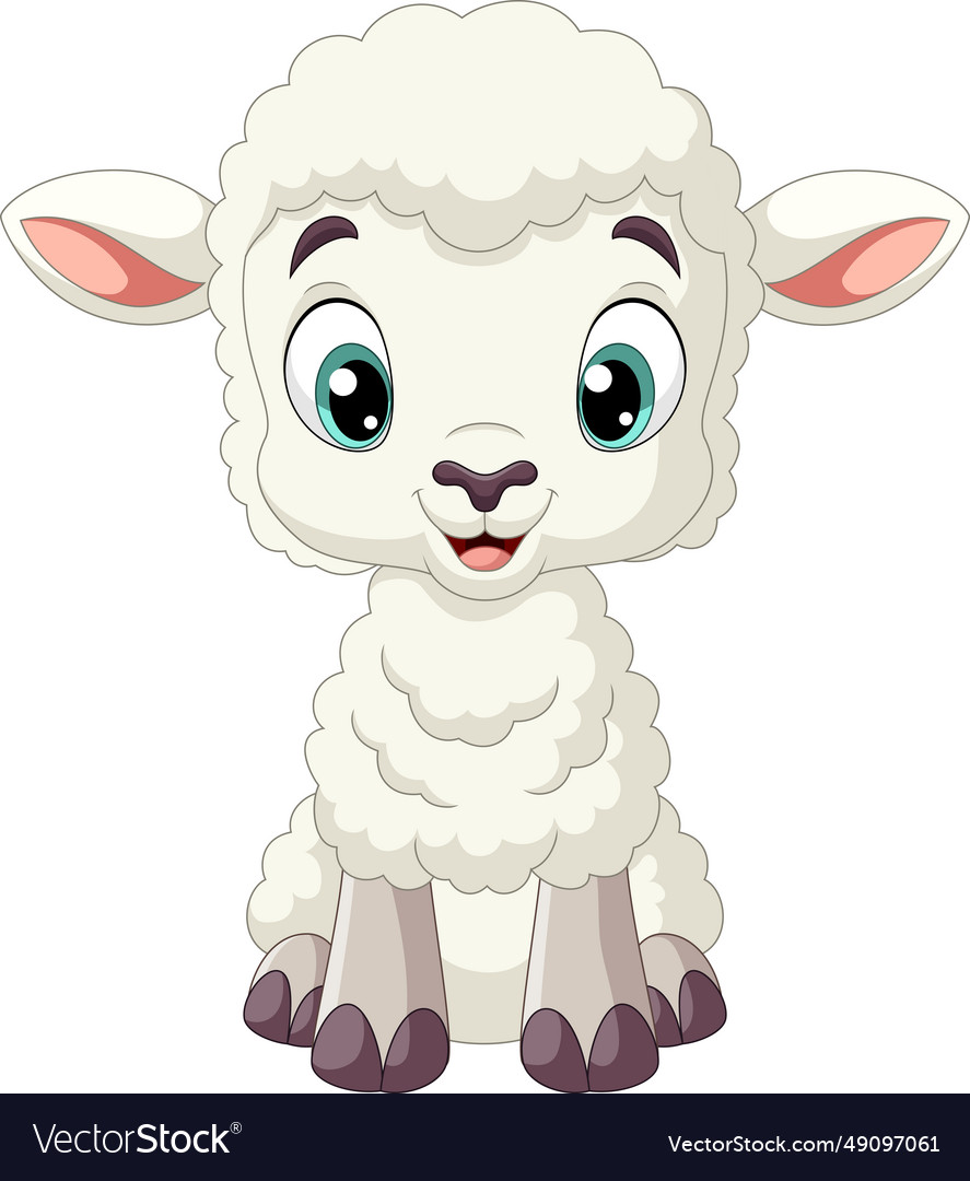 Cartoon funny baby lamb on white background Vector Image