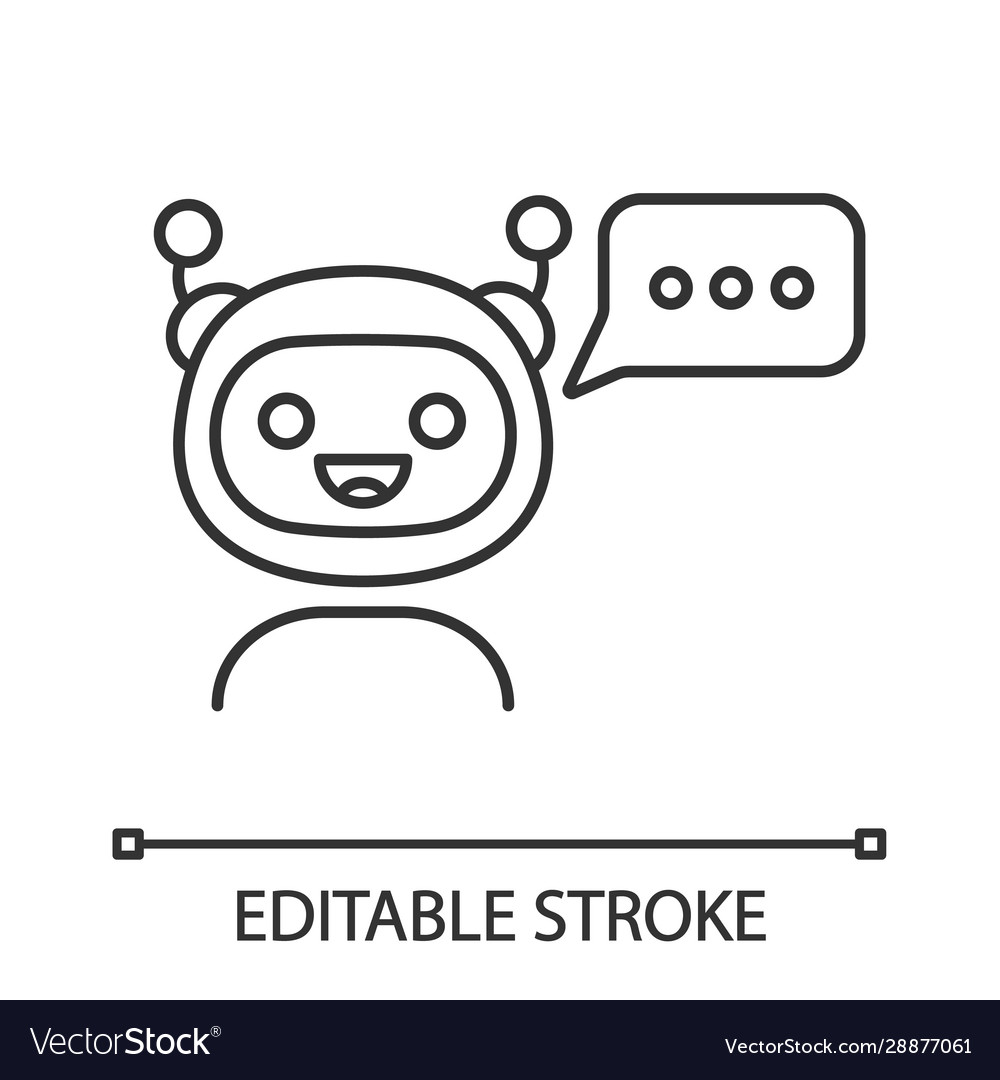 Chatbot with three dots in speech bubble linear Vector Image Chatbot with three dots in speech bubble linear