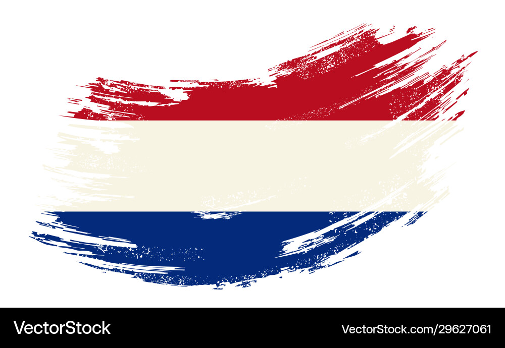 Dutch flag grunge brush background Royalty Free Vector Image