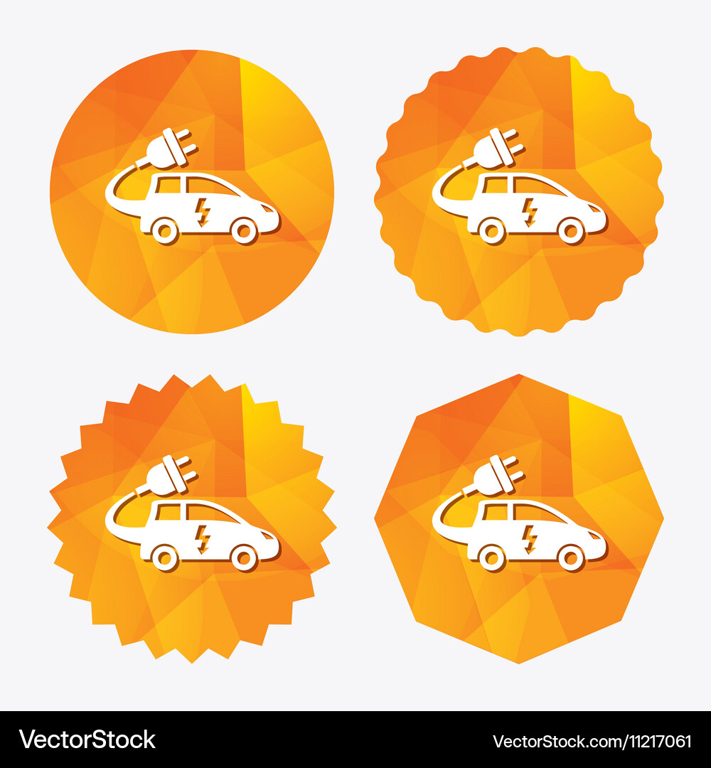 Electric car sign icon hatchback symbol Royalty Free Vector