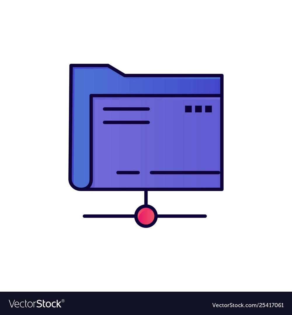 Folder data server storage flat color icon Vector Image Folder data server storage flat color icon