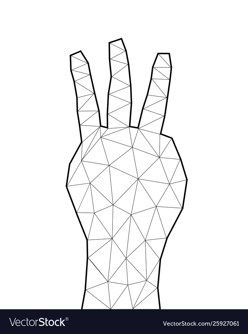 Line art number three hand sign