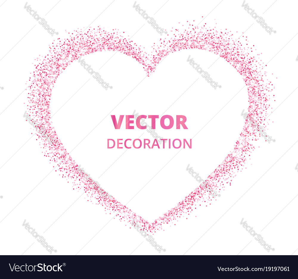 Pink glitter heart frame border dust Royalty Free Vector