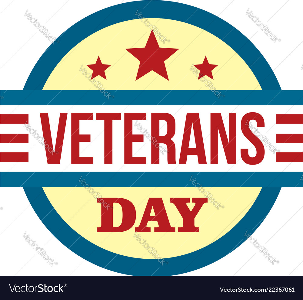 Round veterans day logo flat style Royalty Free Vector Image