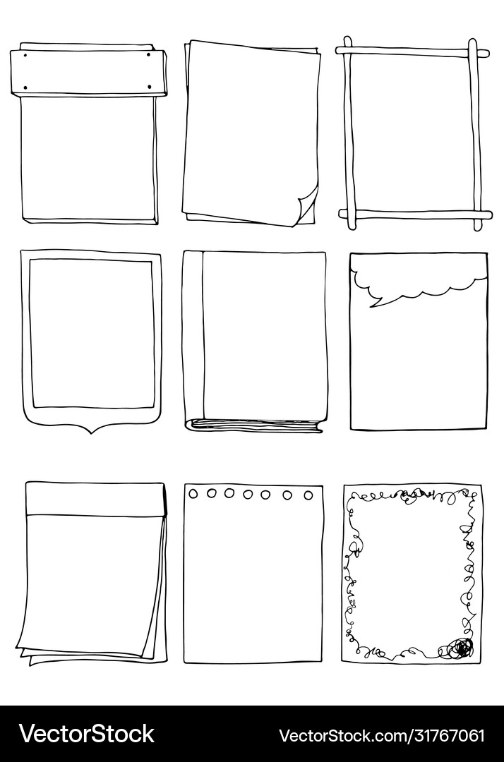 Set hand drawn doodle frames Royalty Free Vector Image