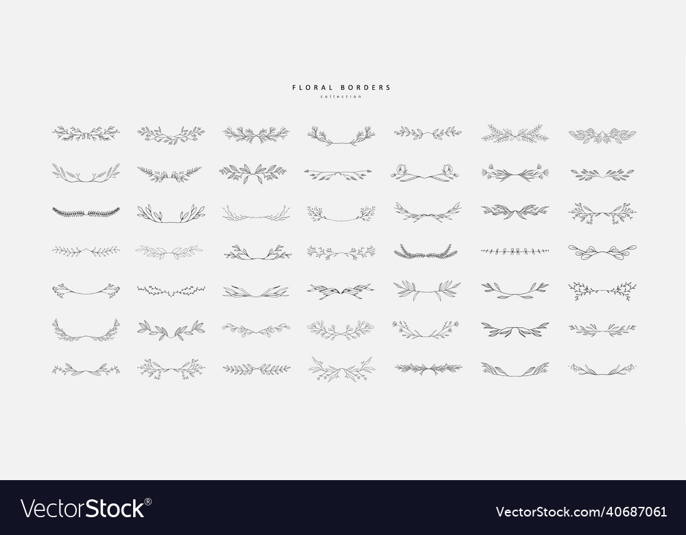 Set of boho floral borders and divider with branch