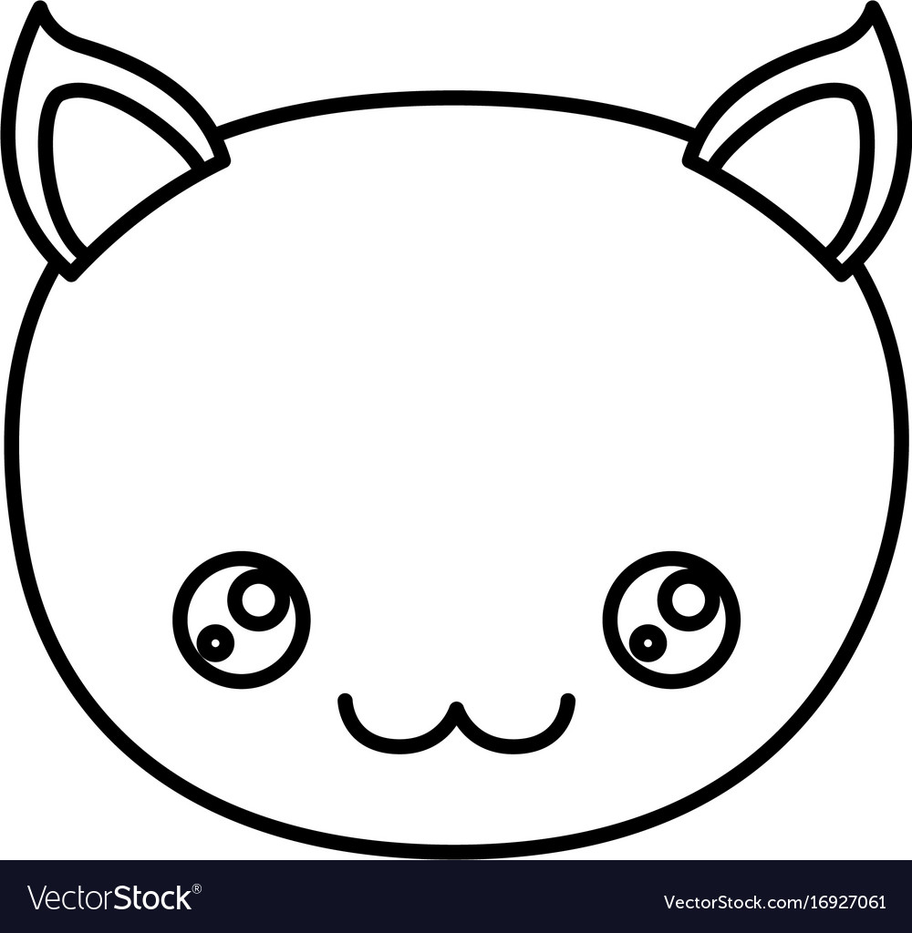 Sketch silhouette of kawaii caricature face cat Vector Image