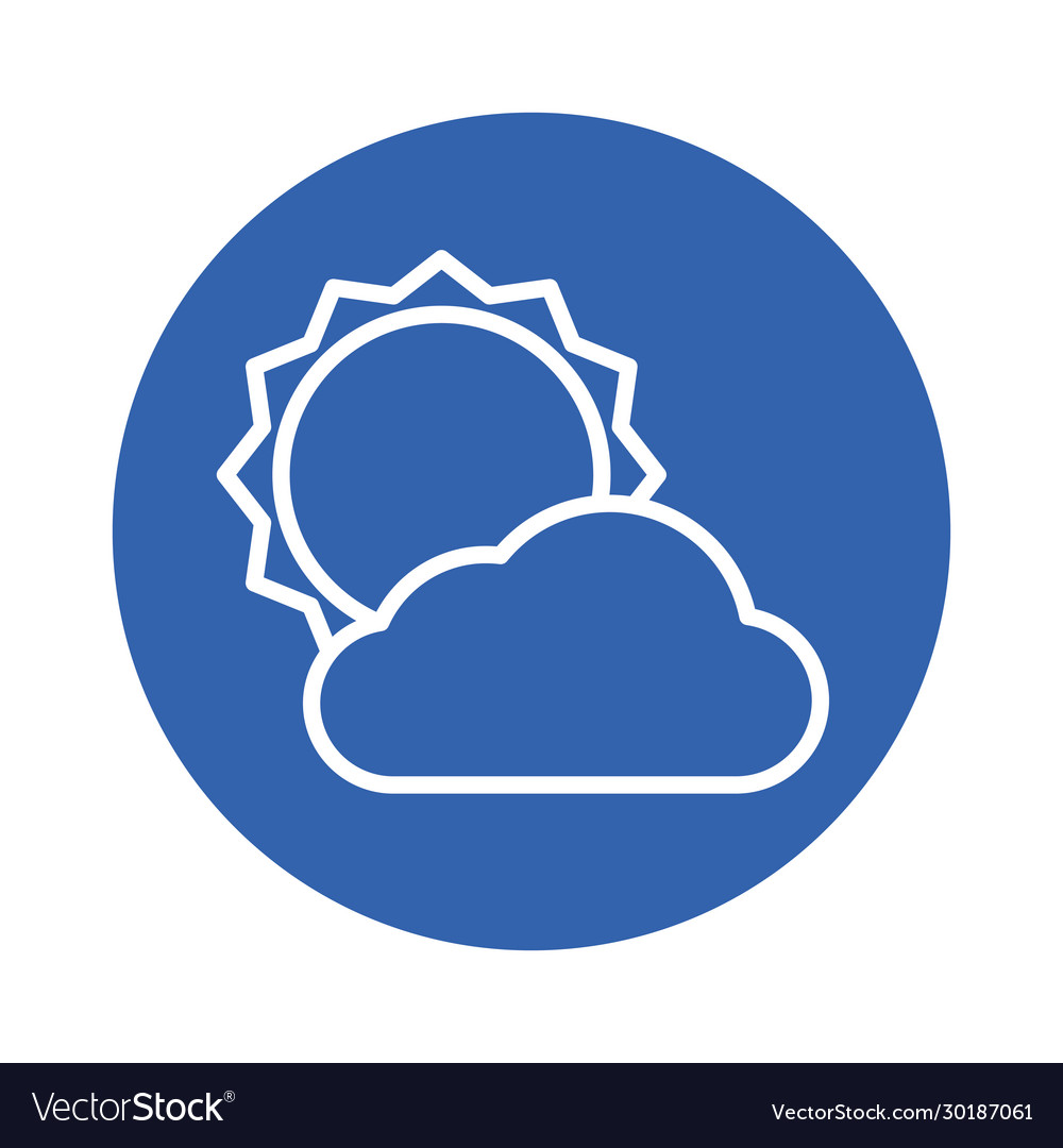 Sun with clouds block style icon vector image Sun with clouds block style icon