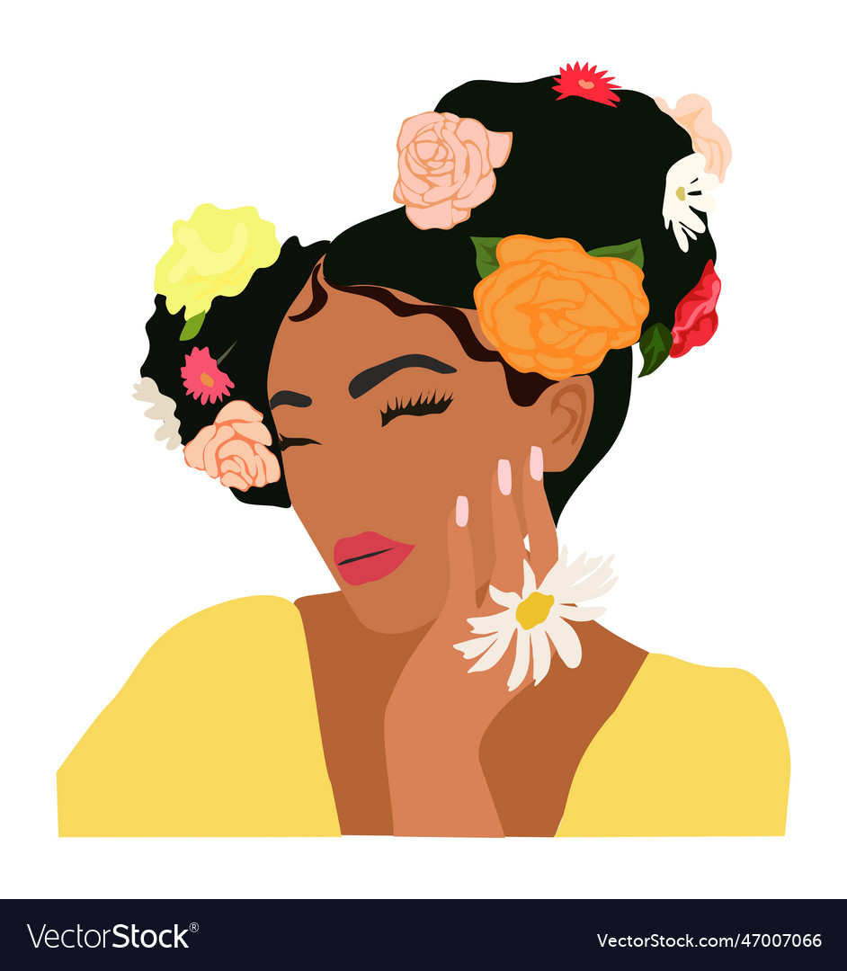Abstract black woman portrait art isolated vector image Abstract black woman portrait art isolated