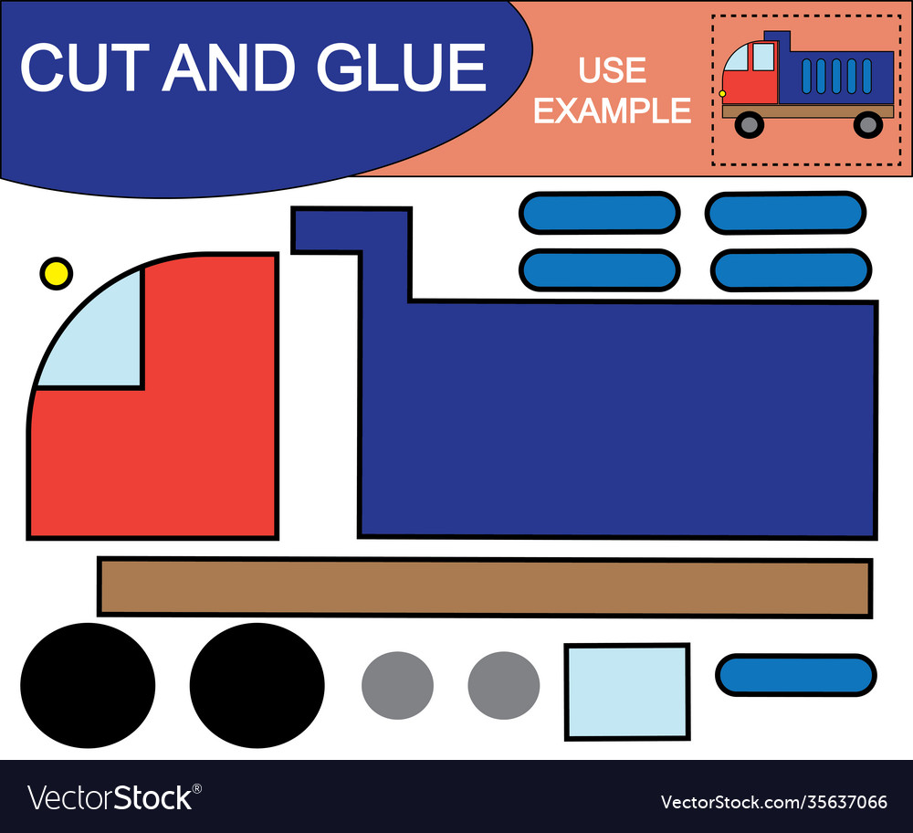 Application cut and glue image dump truck Vector Image