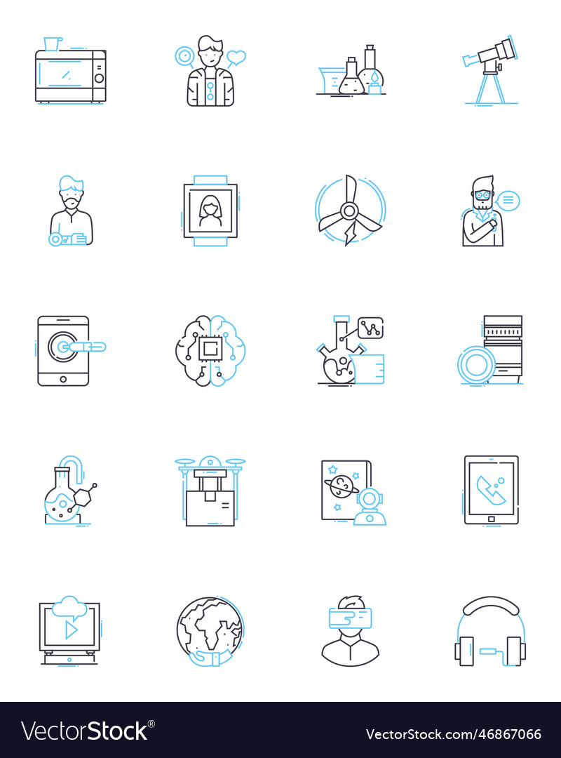 Artificial tech linear icons set intelligence vector image Artificial tech linear icons set intelligence