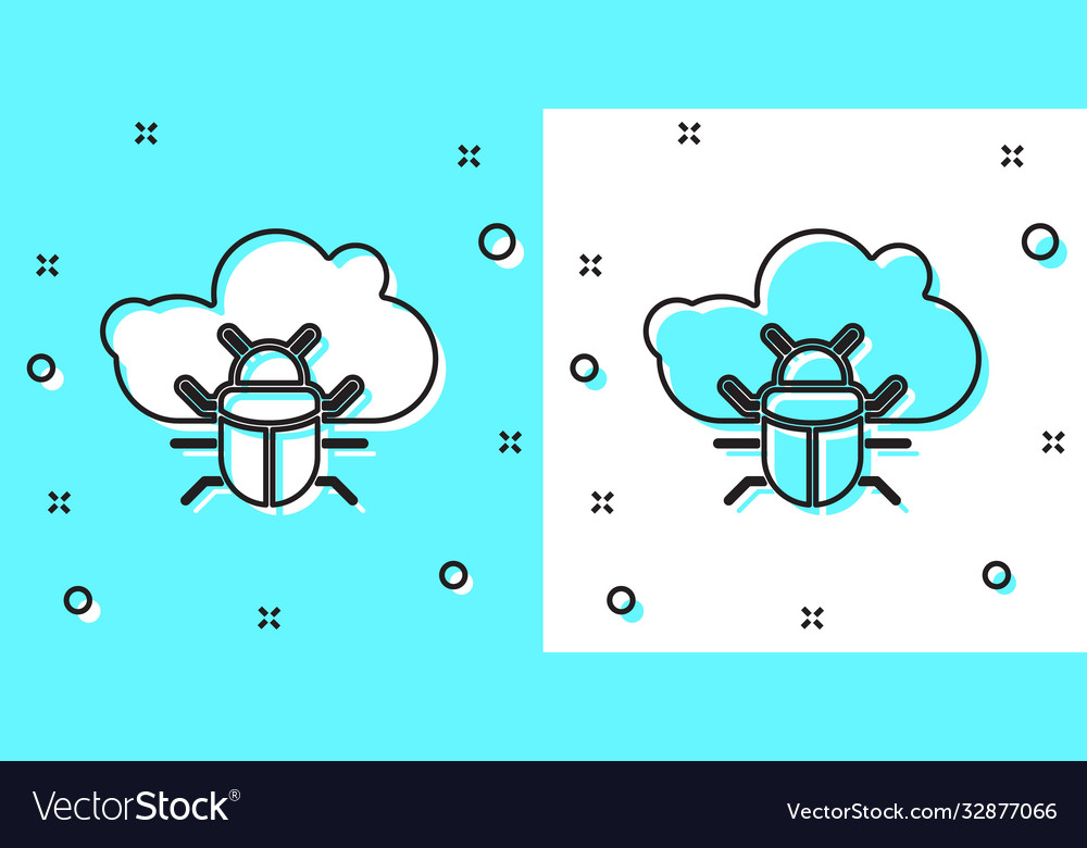 Black line system bug on a cloud icon isolated vector image Black line system bug on a cloud icon isolated