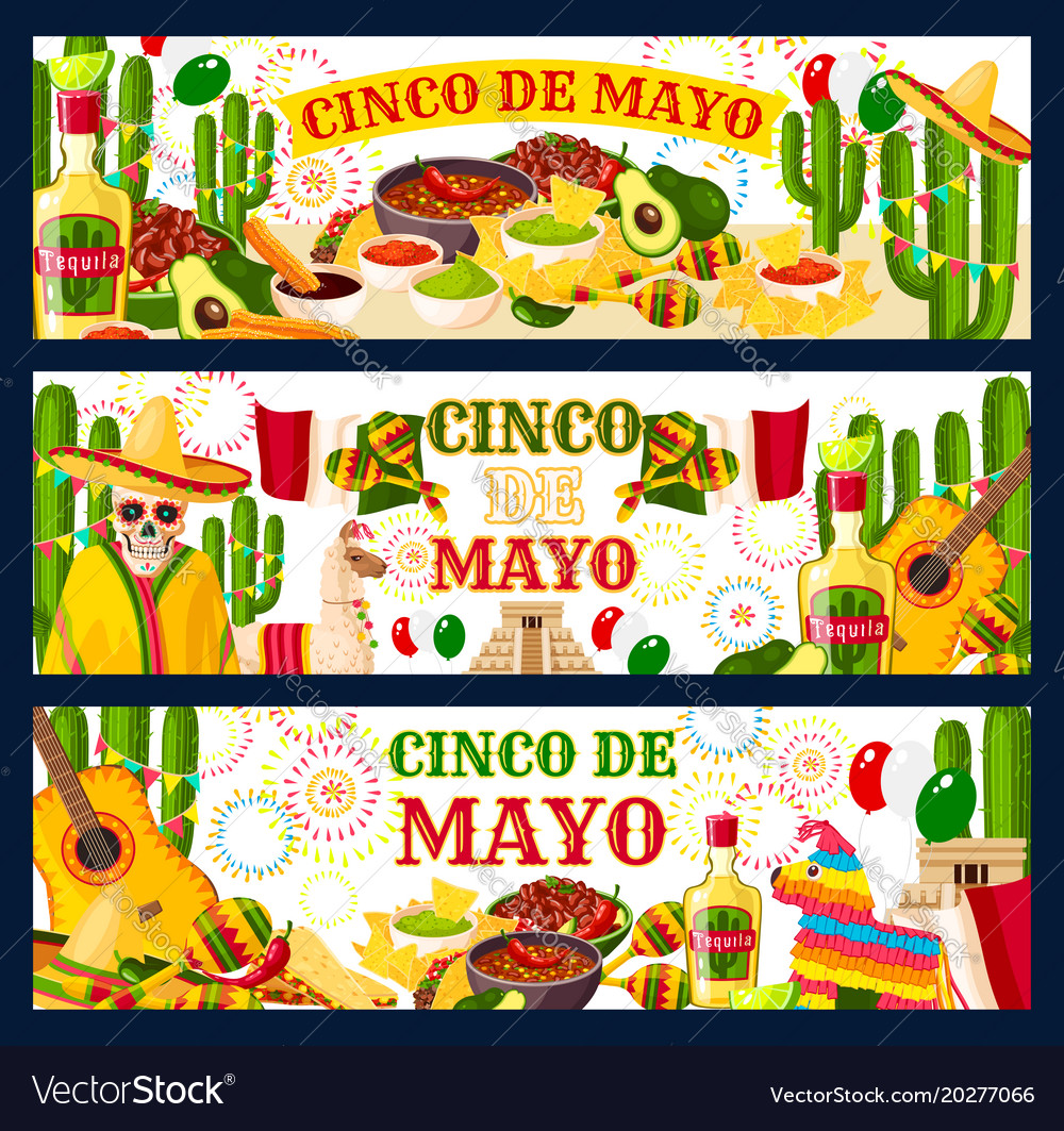 Cinco de mayo mexican greeting banners Royalty Free Vector