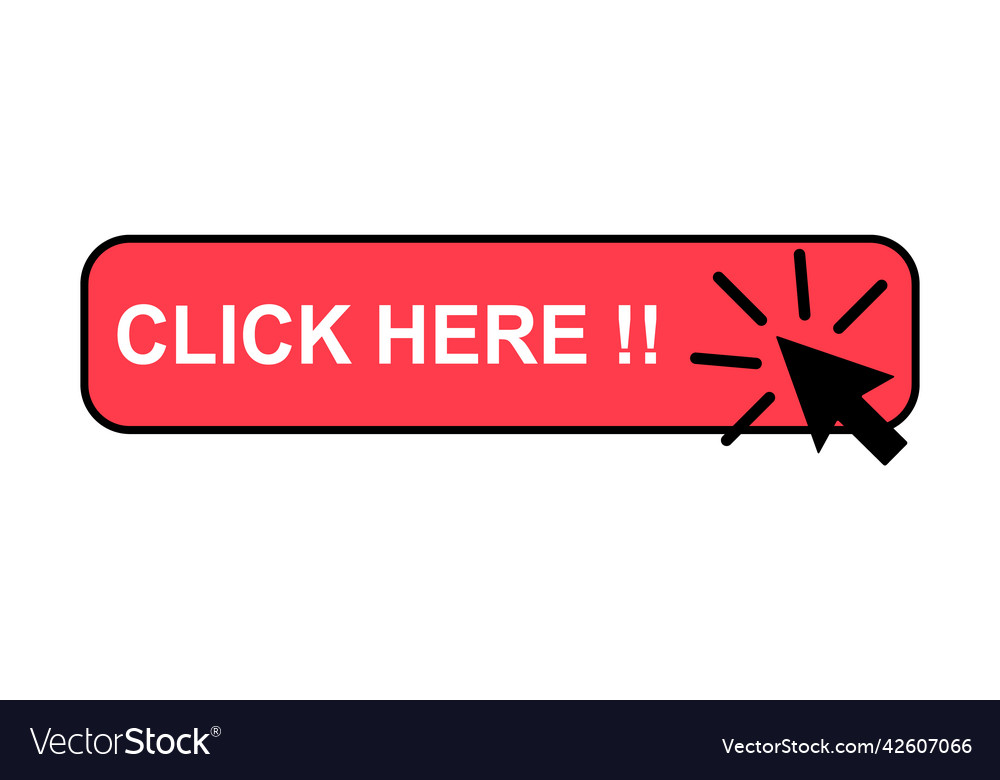 Click here web button internet flat pointer vector image Click here web button internet flat pointer