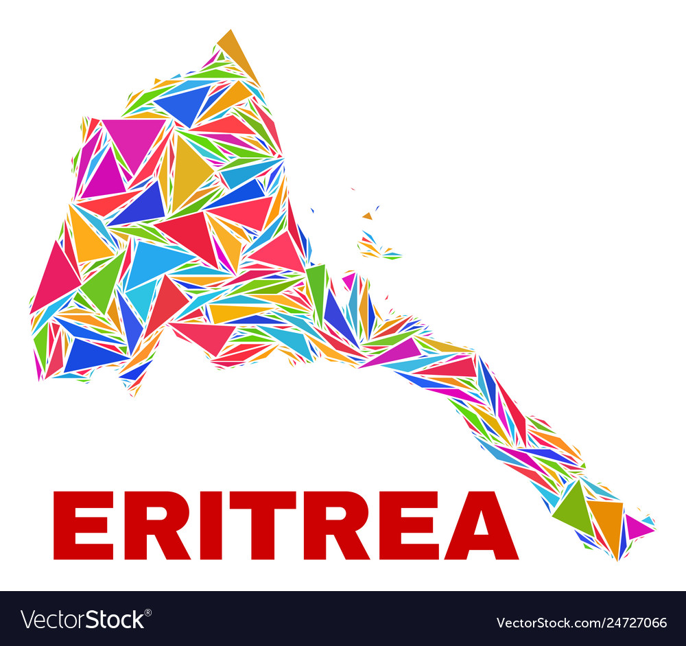 Eritrea map - mosaic of color triangles