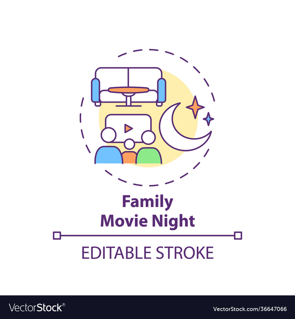 Family movie night concept icon