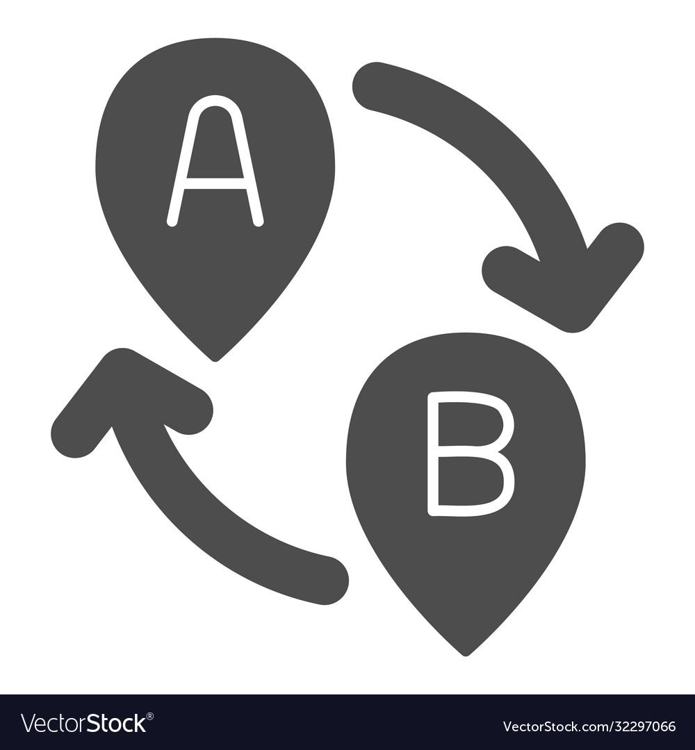 From point a to b solid icon navigation vector image From point a to b solid icon navigation