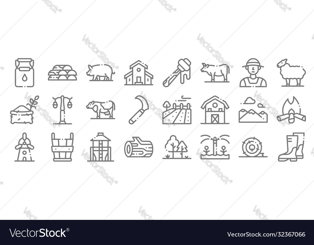 In Dorf Linie Icons lineare Set Qualität