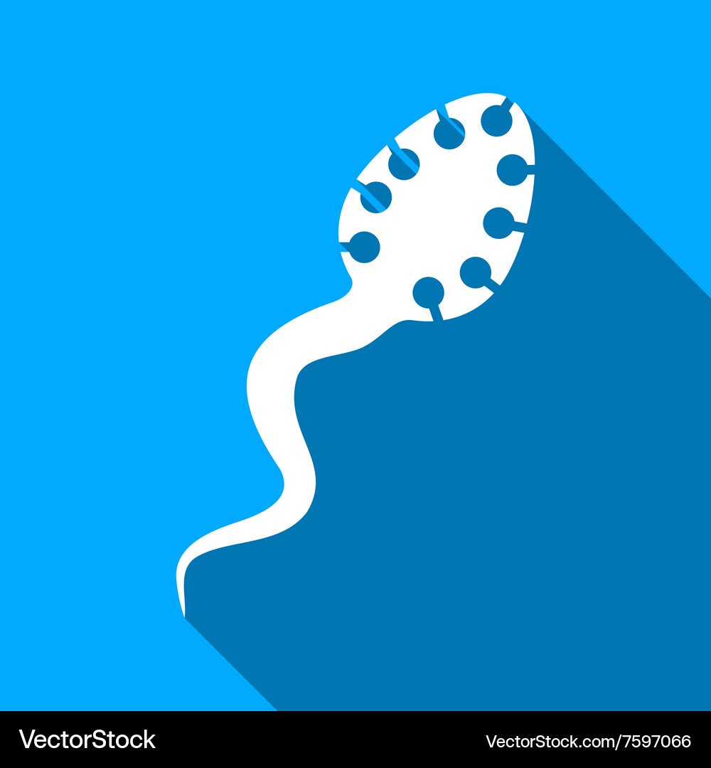 Infectious microbe flat long shadow square icon Vector Image