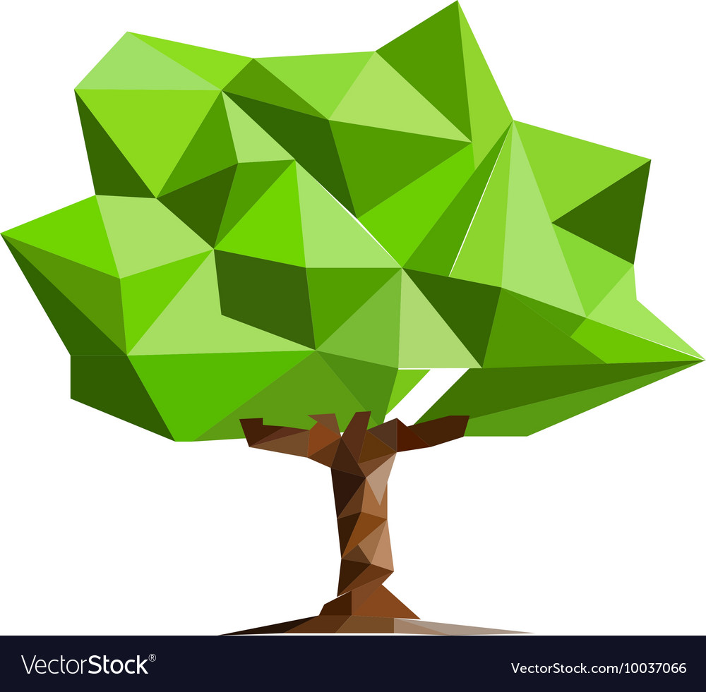 Low poly tree design Royalty Free Vector Image