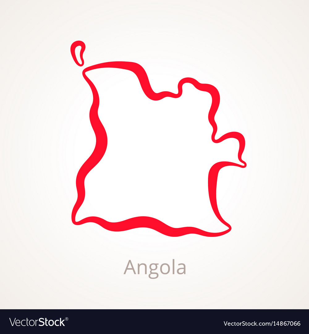 Outline map of angola marked with red line