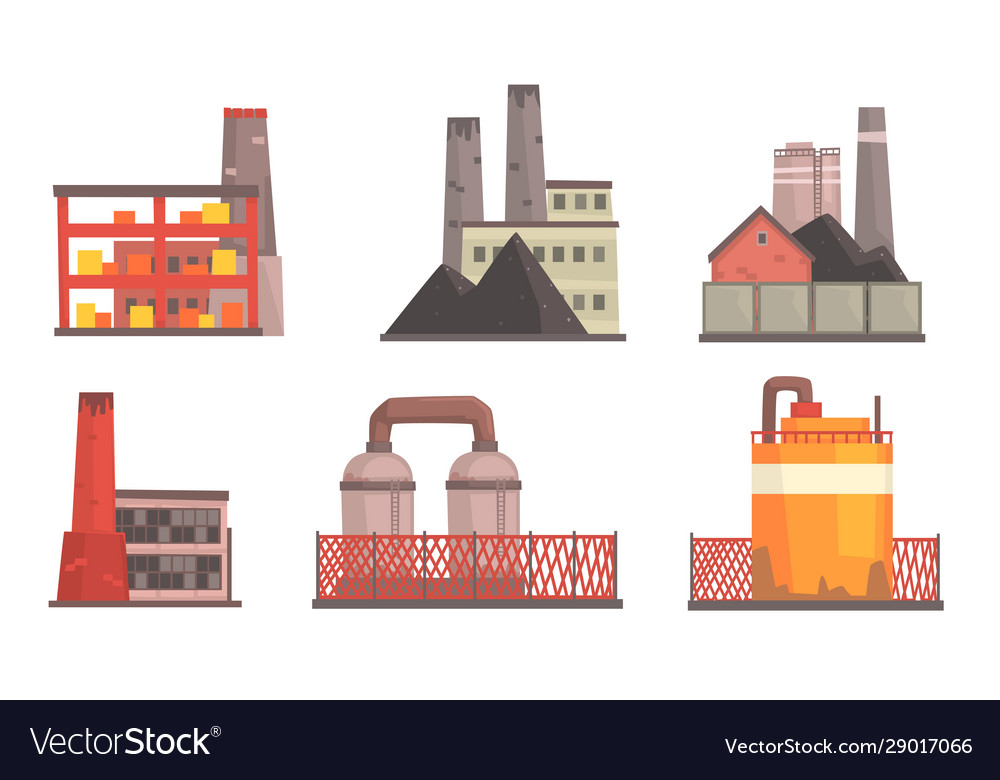 Power plants collection industrial factories