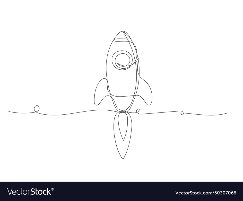 Rocket continuous one line drawing shape art Vector Image Rocket continuous one line drawing shape art