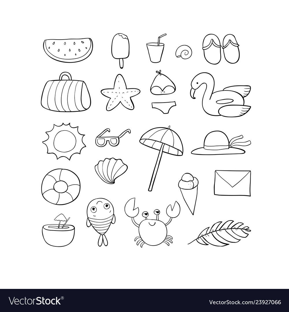 Set for the beach summer collection cute cartoon Vector Image Set for the beach summer collection cute cartoon Vector Image