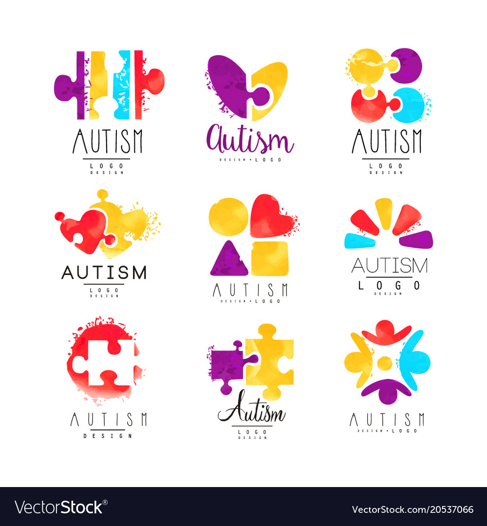 Set multicolored logo for autism Royalty Free Vector Image