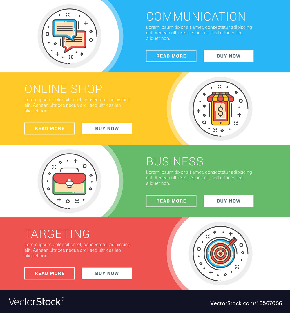 set of flat line business website banner templates website banner templates