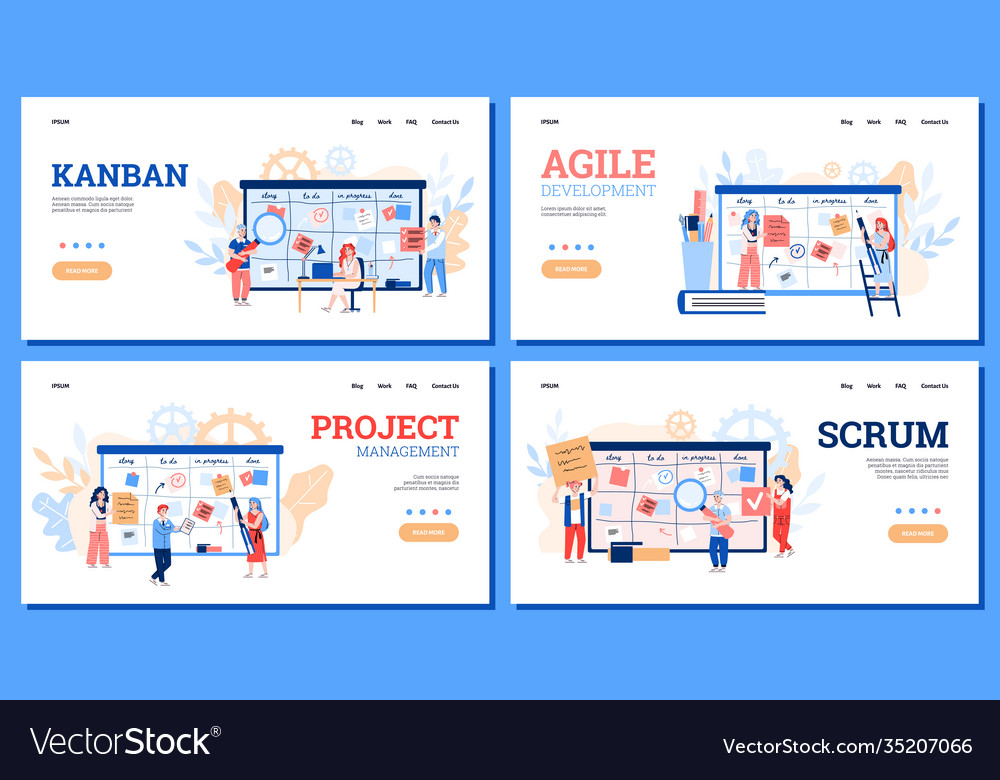 Set websites for scrum agile and kanban method vector image Set websites for scrum agile and kanban method