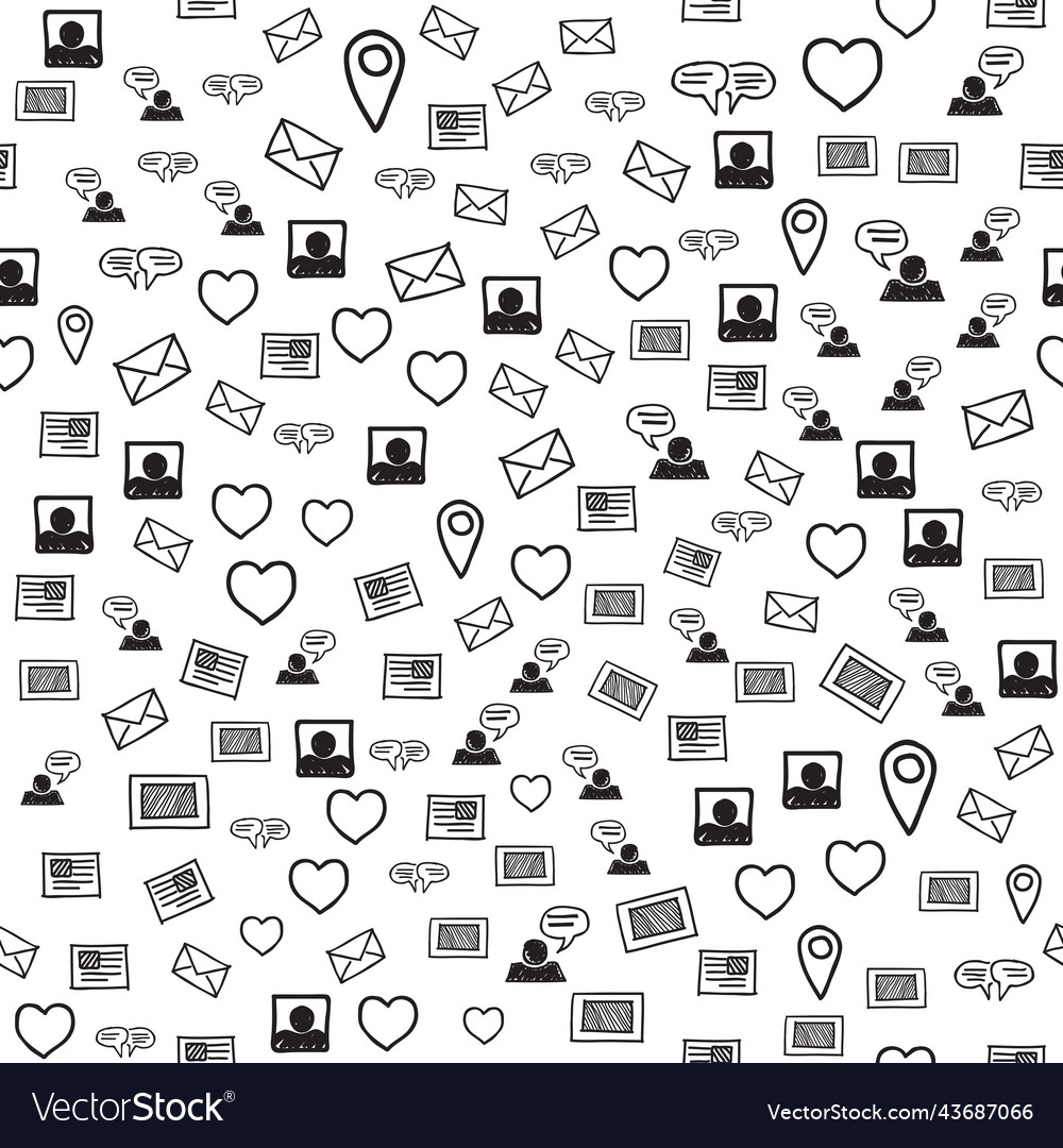 Smart phone love sms and communications seamless vector image Smart phone love sms and communications seamless