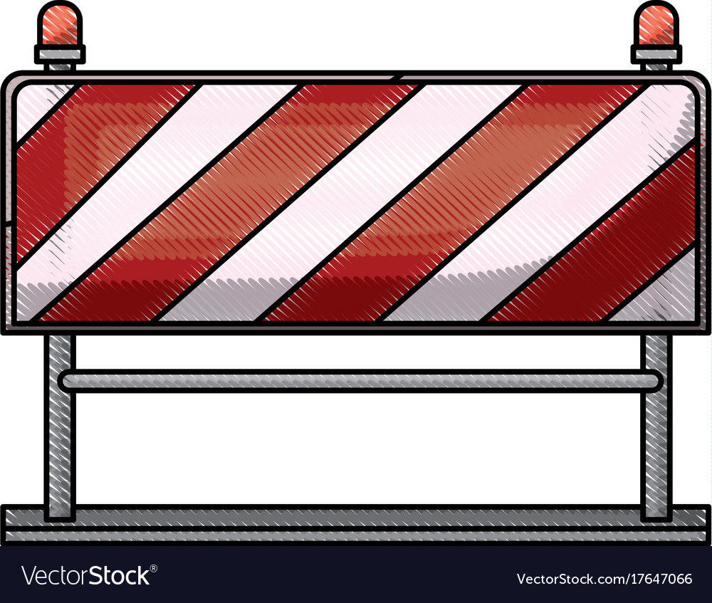 Traffic barrier flat icon in colored crayon