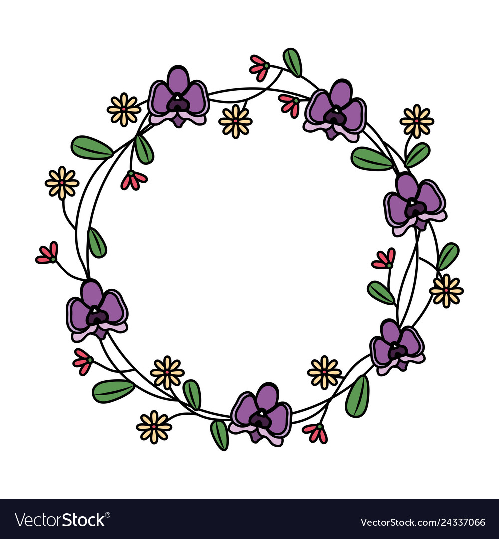 Wreath with flowers and leaves