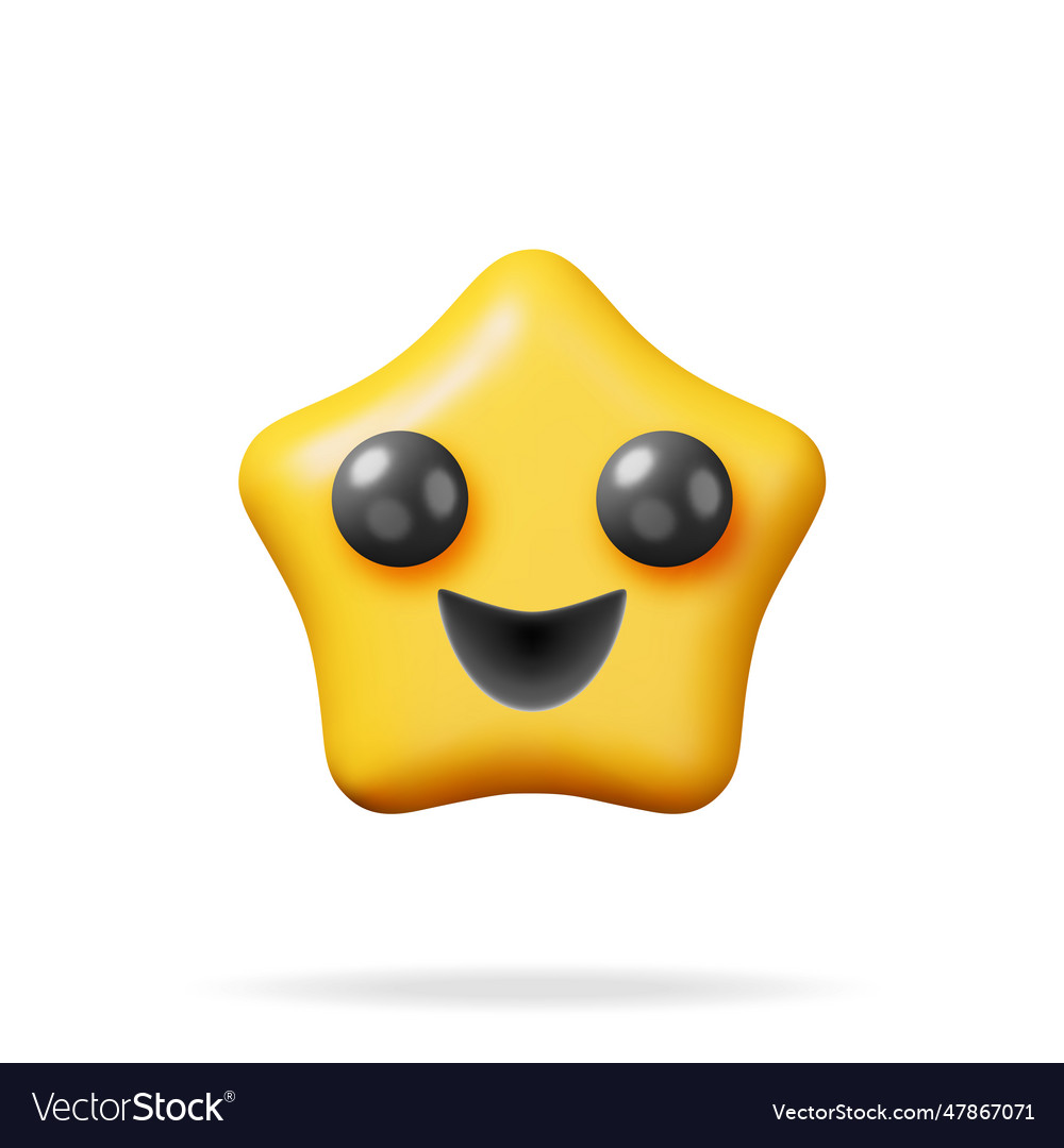 3d Yellow Excited Starry Eyed Emoticon Royalty Free Vector