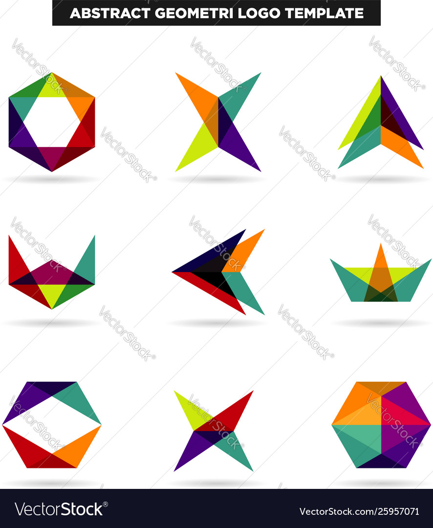 Abstract colorful layer geometry shape logo sets