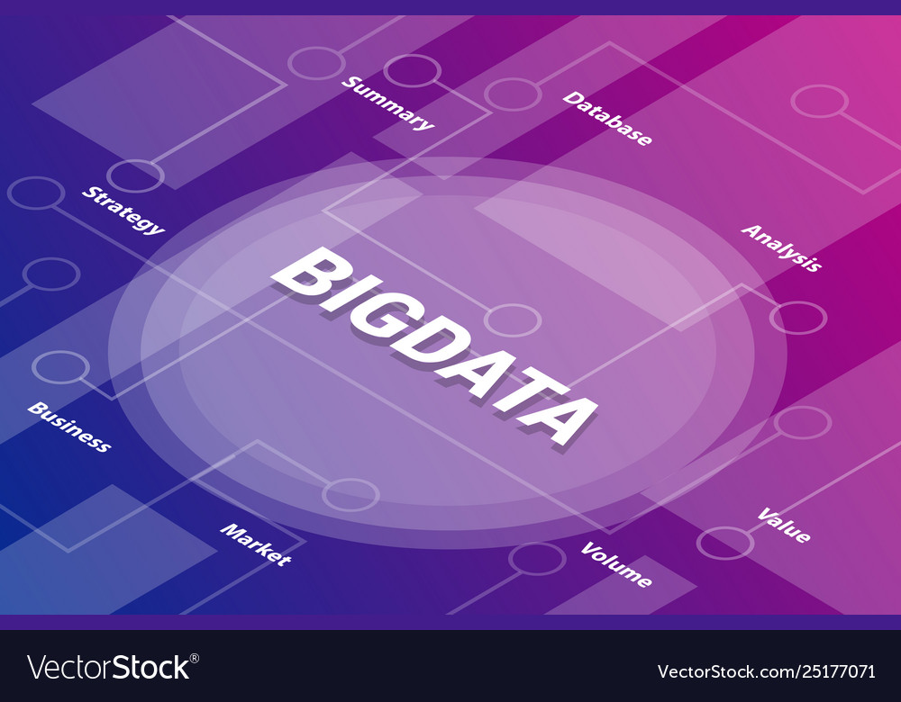 Bigdata words isometric 3d word text concept vector image Bigdata words isometric 3d word text concept