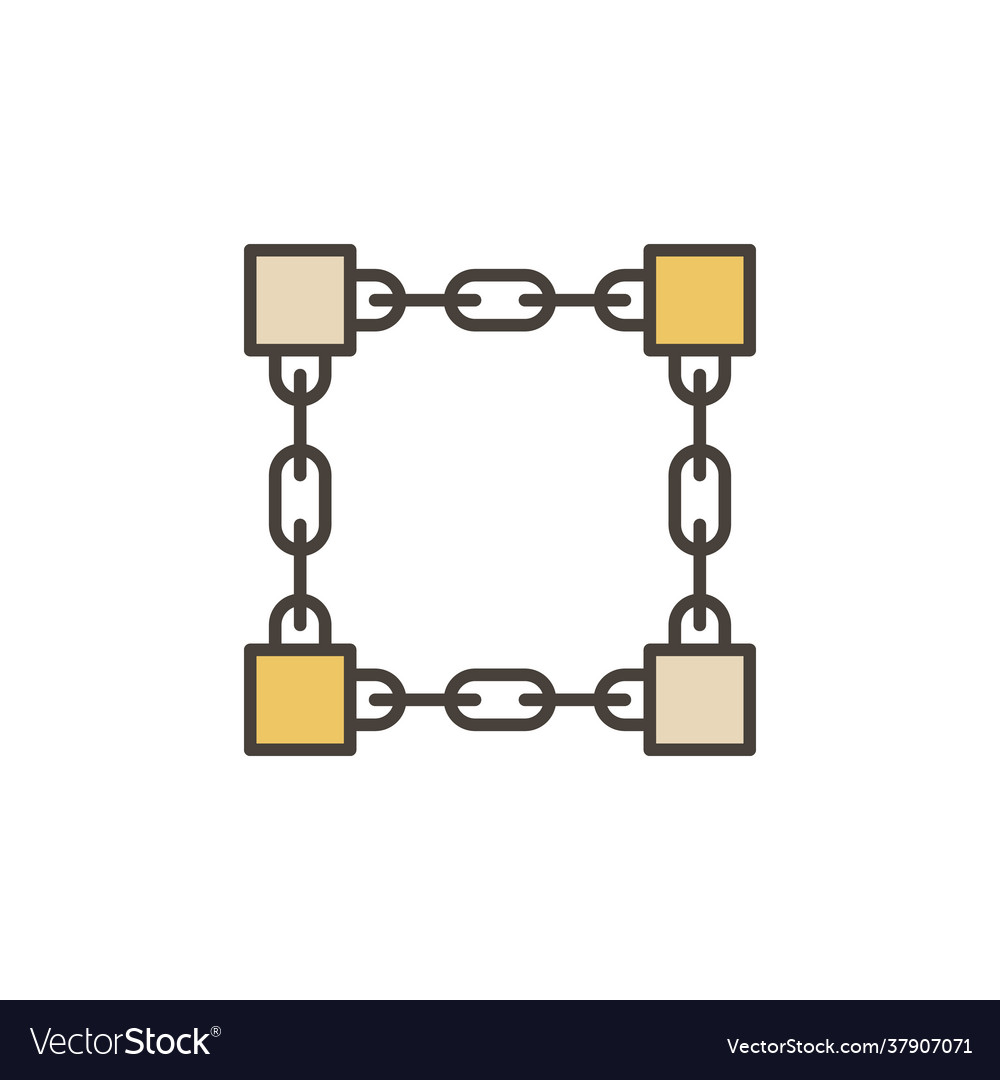 Chain with blocks colored icon - blockchain vector image Chain with blocks colored icon - blockchain