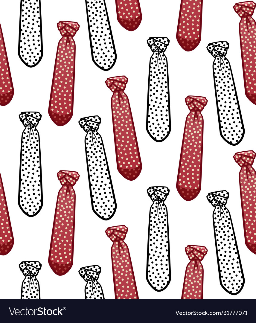 Dots print red and black line neckties pattern vector image Dots print red and black line neckties pattern