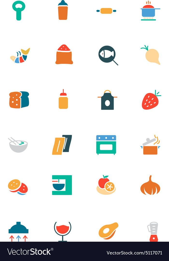 Food and drinks colored icons 8 Royalty Free Vector Image