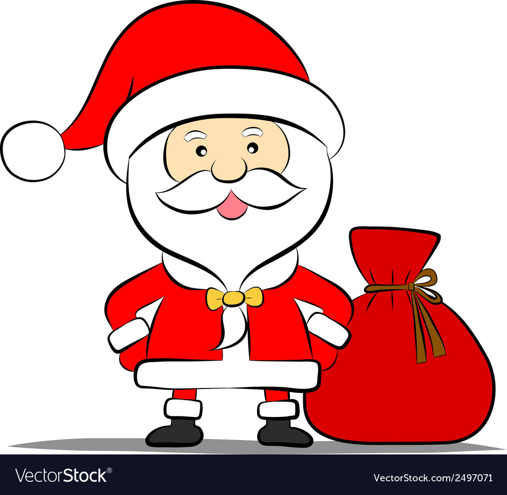 Funny santa claus with bag of gifts Royalty Free Vector