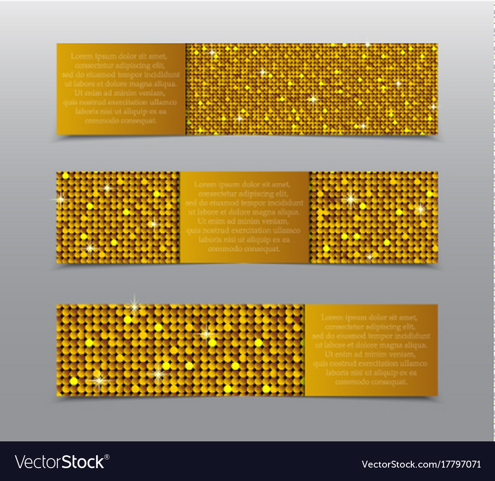 Golden sequins banners card brochure probe Vector Image